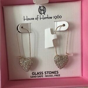 House of Harlow 1960 Gold Heart Drop Earrings